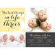 Yellow Best In Threes Triplets Double Photo Birth Announcements Image 5 of 5